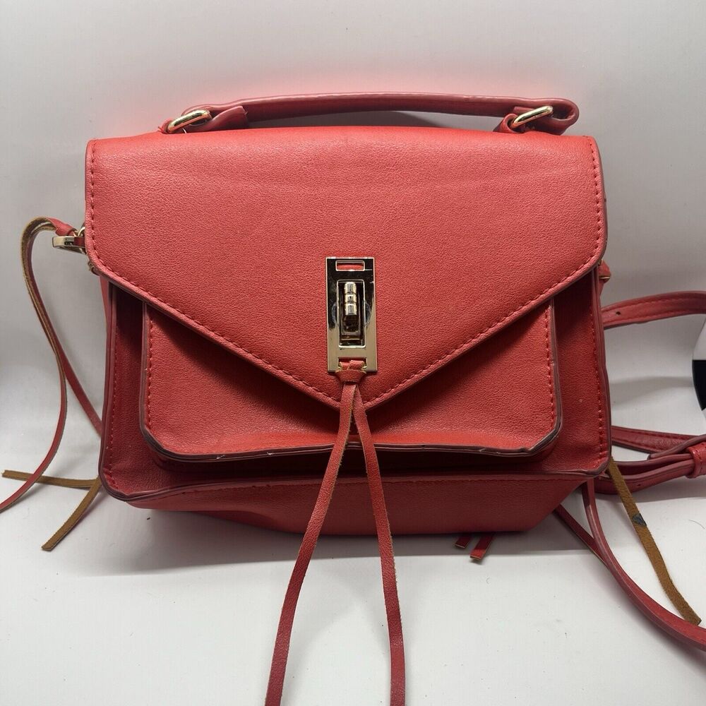 Red Vegan Faux Leather Urban Expressions handbag with adjustable strap